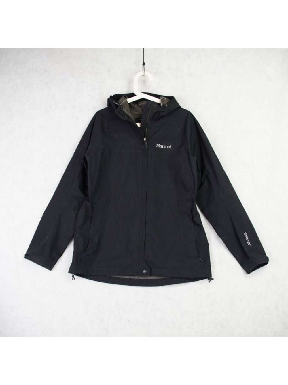 Marmot Gore-Tex Black Hooded Waterproof Jacket Womens Outdoor Coat Size Large - Picture 2 of 16
